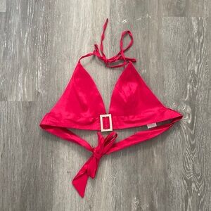 Shein Barbie Pink Tie Crop Top with Rhinestone Buckle